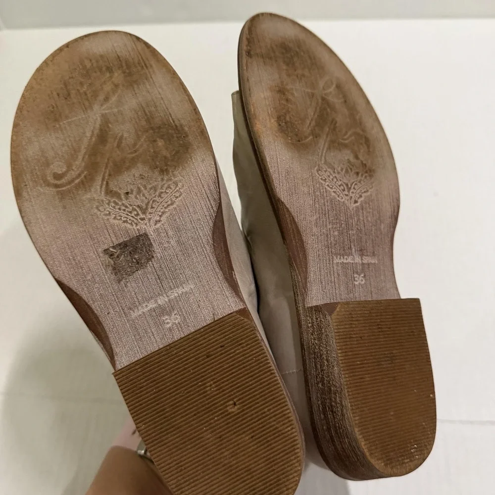Free People Mont Blanc Shoes Womens Size 6 36 Beige Leather Slip On Sandals